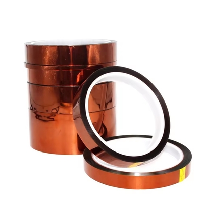 ซื้อ เทปพอลิไมด์ความแข็งแกร่ง Amber ด้วยเทปคลุมซิลิโคน Kapton ความหนา 0.06mm ความต้านทานความร้อน online manufacture